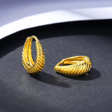925 Silver Twisted Hoop Earrings Water Drop Clip-Ons