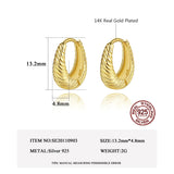 925 Silver Twisted Hoop Earrings Water Drop Clip-Ons