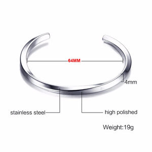 Stainless Steel Twisted Cuff Bracelet Men Unisex 59mm