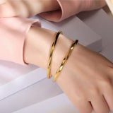 Stainless Steel Rope Chain Cuff Bracelets, Adjustable Couple Bangles