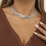 Twisted Silver Layered Chokers Vintage Weaved Necklaces