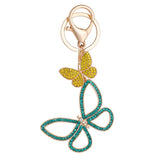 Butterflies Rhinestone Crystal Women Keychain Charm Pendant Key Ring