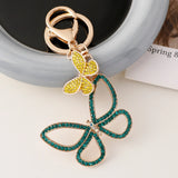 Butterflies Rhinestone Crystal Women Keychain Charm Pendant Key Ring