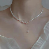 Butterfly Zircon Pearl Necklace Collarbone Chain High-end Women's Tide
