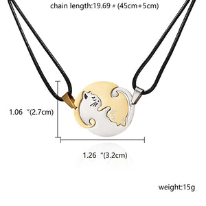 Cat Couples Animal Pendant Choker Necklace Thanksgiving Gift