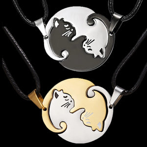 Cat Couples Animal Pendant Choker Necklace Thanksgiving Gift