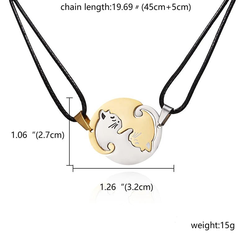 Cat Couples Animal Pendant Choker Necklace Thanksgiving Gift