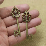Antique Metal Crown Keys Charms 20pcs