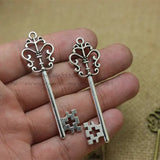 Antique Metal Crown Keys Charms 20pcs