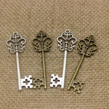Antique Metal Crown Keys Charms 20pcs