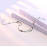Two Colors 925 Sterling Silver Three Rows Snake Chain Bracelet For Women Girl