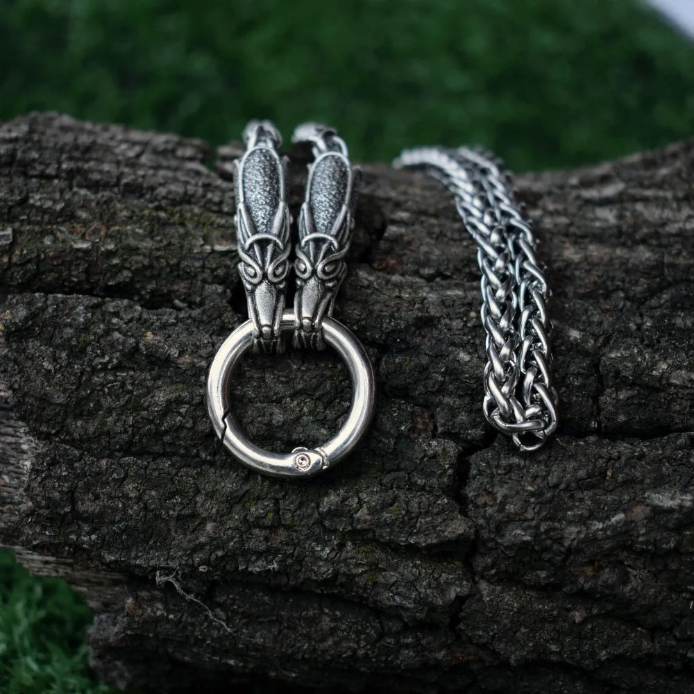 Men's Vintage Heavy Dragon Necklace Stainless Steel Chain Thick