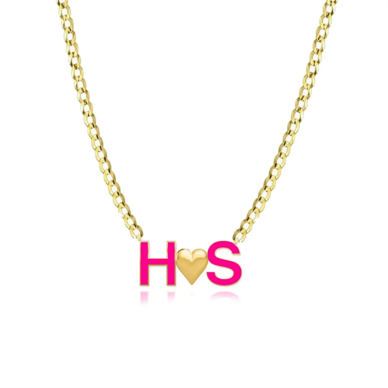 Colorful Enamel Initial Necklace Personalized Letter Necklace