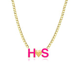 Colorful Enamel Initial Necklace Personalized Letter Necklace