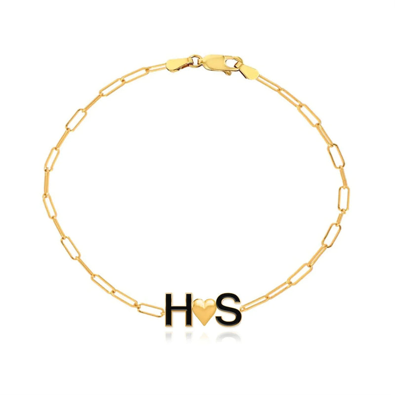 Enamel Initials Charm Bracelet Personalized Jewelry Gift