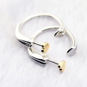 Two Hearts Hoop Earrings 925 Sterling Silver Jewelry