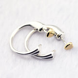 Two Hearts Hoop Earrings 925 Sterling Silver Jewelry
