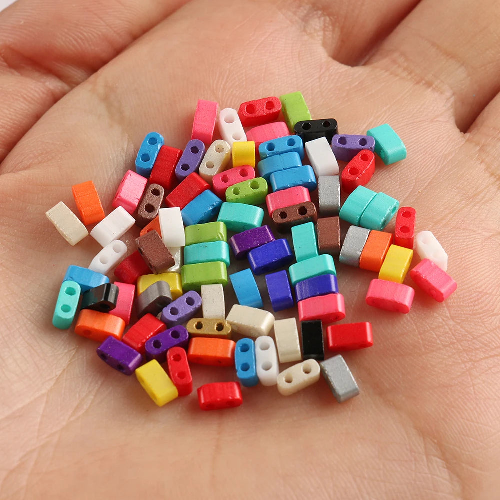 Two Hole Beads Mixed Czech Glass Acrylic Bead for Needlework Jewelry Making