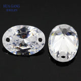 Two Holes AAAAA Oval CZ Stone 4x6~15x20mm High Loose Beads