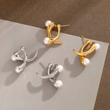 Two Pearls Metal Post Earrings Fancy Jewelry Vacation Accessories