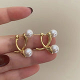 Two Pearls Metal Post Earrings Fancy Jewelry Vacation Accessories