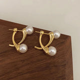 Two Pearls Metal Post Earrings Fancy Jewelry Vacation Accessories
