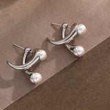 Two Pearls Metal Post Earrings Fancy Jewelry Vacation Accessories