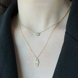 925 Silver Zircon Evil Eye Pendant Necklace Vintage Demon Eye Fatima Hand Choker