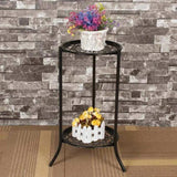 Two-Layer Metal Stand Shelf Potted Holder Modern Tall Pot Stands