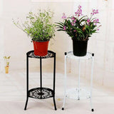 Two-Layer Metal Stand Shelf Potted Holder Modern Tall Pot Stands