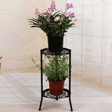 Two-Layer Metal Stand Shelf Potted Holder Modern Tall Pot Stands