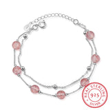 Strawberry Crystal Bracelets 925 Sterling Silver Fine Jewelry