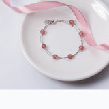 Strawberry Crystal Bracelets 7mm Beads 925 Silver