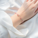 Strawberry Crystal Bracelets 7mm Beads 925 Silver