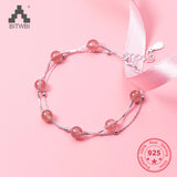 Strawberry Crystal Bracelets 7mm Beads 925 Silver