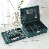 Velvet Jewelry Box Organizer with Lock Mirrored Gift