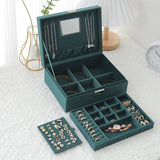 Velvet Jewelry Box Organizer with Lock Mirrored Gift