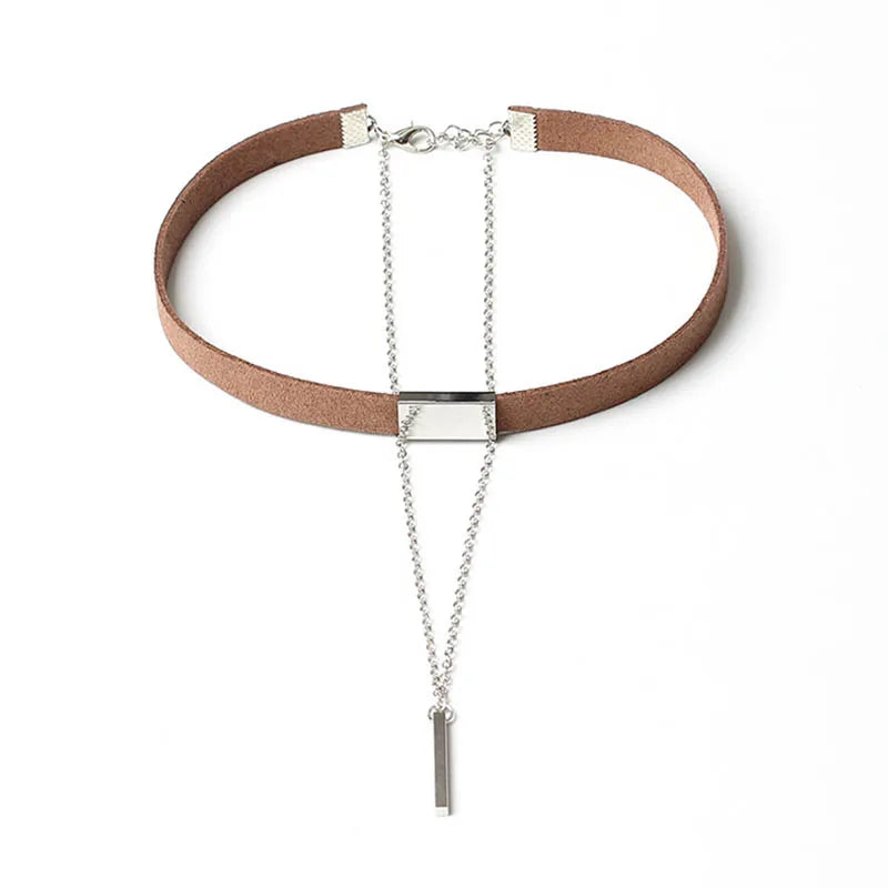 Neckband Necklace Metal Pendant Punk Jewelry for Women Girls
