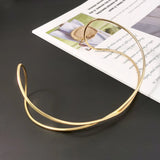 Metal Line Intersect Rigid Torques Choker Necklace Punk Bijoux Hiphop