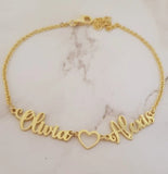 Personalized Heart Name Bracelet, Custom Gold Name Bracelet