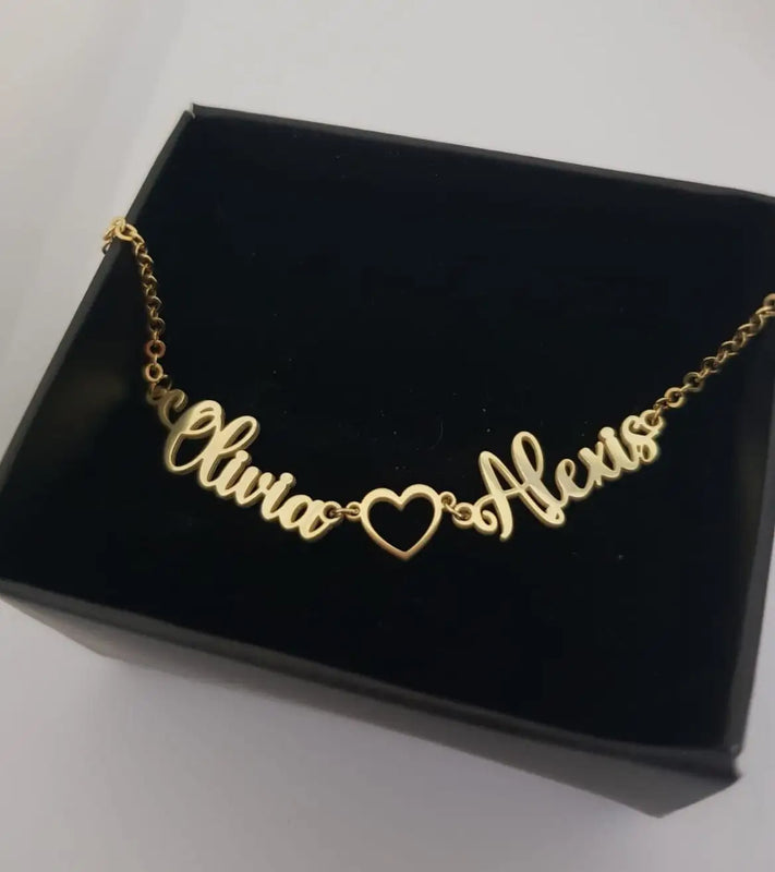 Personalized Heart Name Bracelet, Custom Gold Name Bracelet