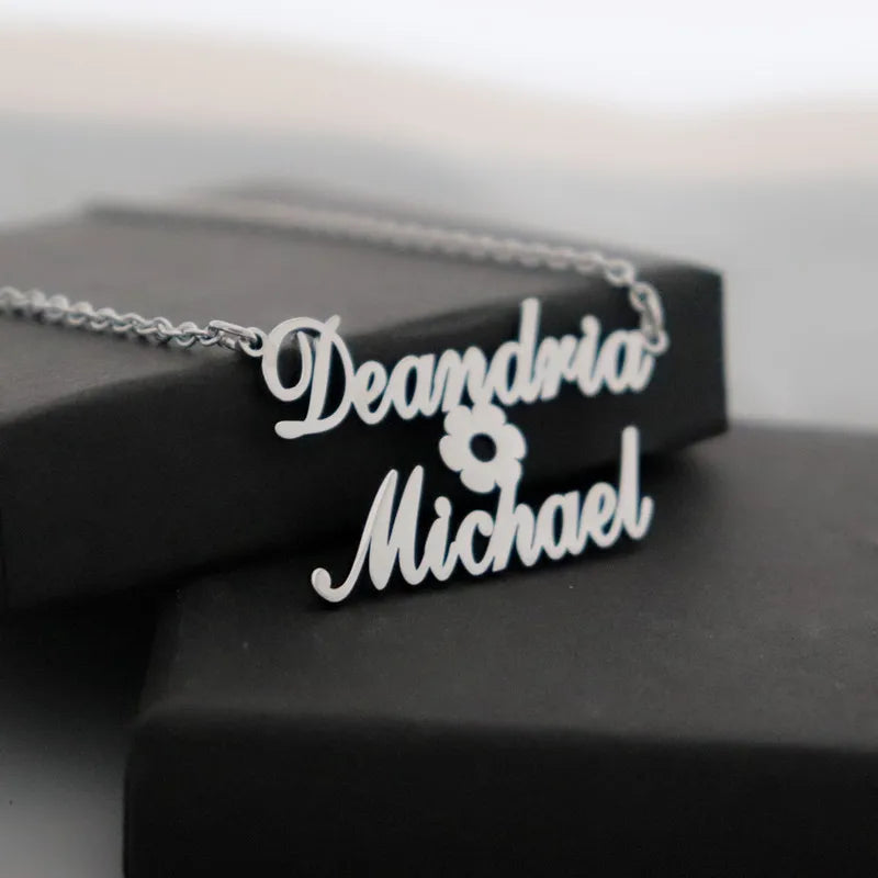 Personalized Flower Name Necklace Choker Silver Chain Jewelry