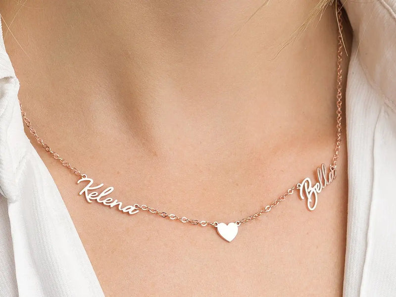 Heart Name Necklace for Couples