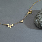 Two Name Necklace with Heart, Double Name Necklace