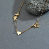 Two Name Necklace with Heart, Double Name Necklace