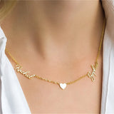 Two Name Necklace with Heart Personalized Family Name Necklace