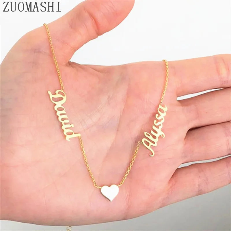 Two Names Necklace Personalized Couples Mom Daughter Names Wedding