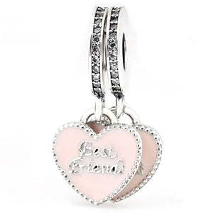 Mother Daughter Son Heart Pendant 925 Silver Charms for Bracelet DIY