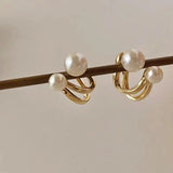 Two-Piece Pearl Earrings Women's French Style Retro All-Match Earrings