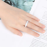 Two Row CZ Crystal Women Rings Never Fade Ceramic Healthy Jewelry Women